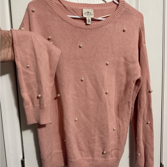 St. John's Bay Pink Sweater with Pearl Accents - Picture 3 of 5
